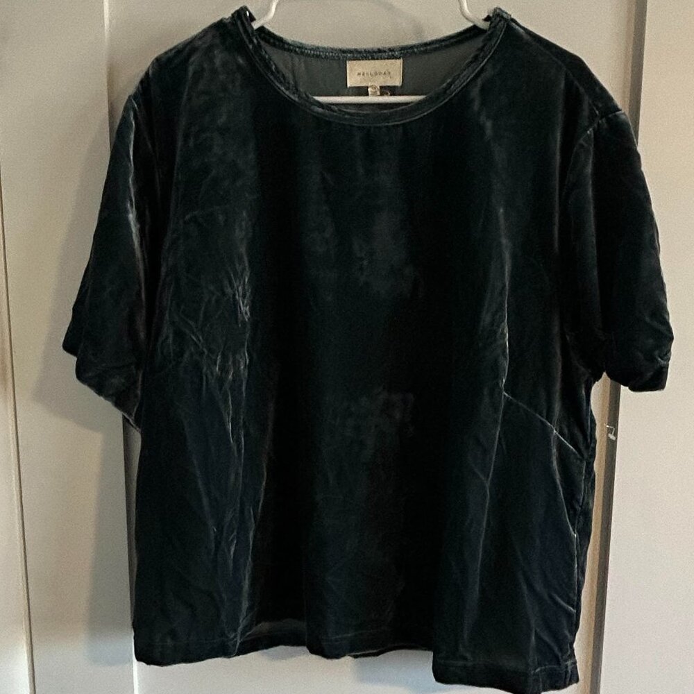 MELLODAY 1x Deep Teal Velvety Shirt
